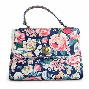 Vintage Cath Kidston Floral Turn Lock Hard Shell Purse Crossbody & Top Handle